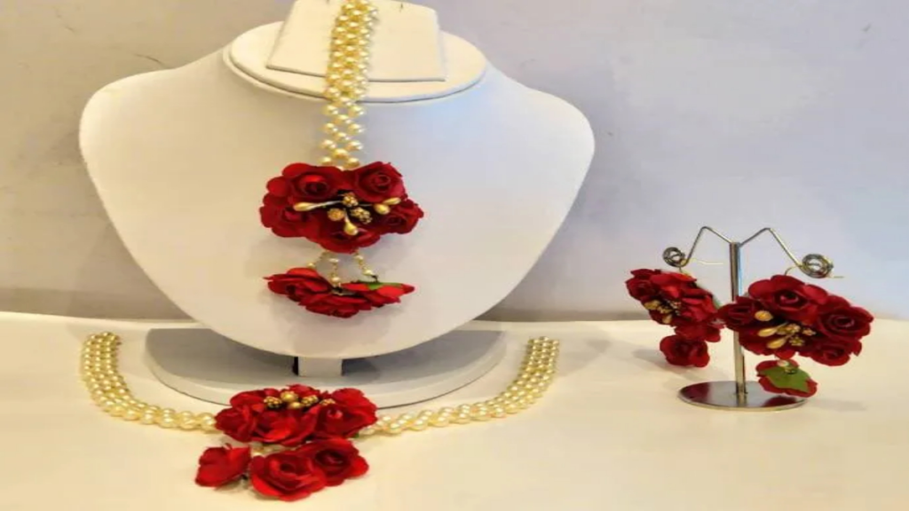 What are some occasions where artificial flower jewellery is commonly worn