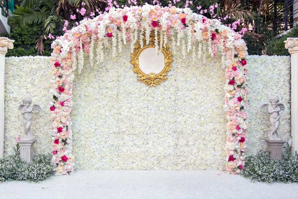 How do you choose the right size flower backdrop for an event?