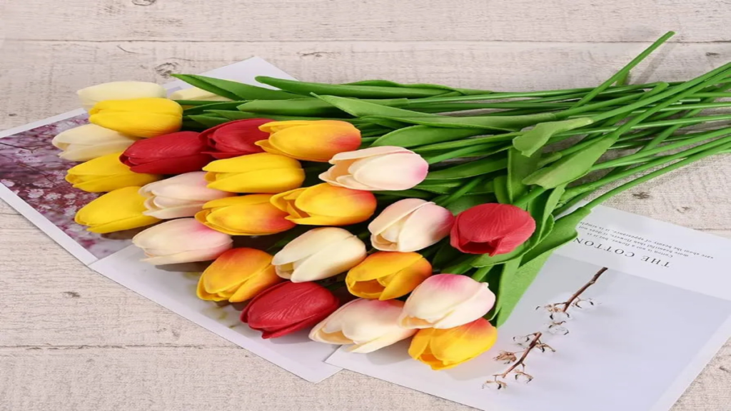 What are artificial tulip flowers made of?