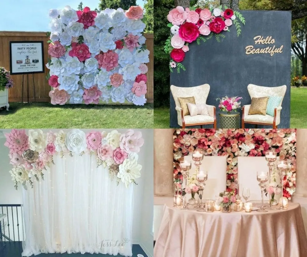 What are some popular flower backdrop designs for events?