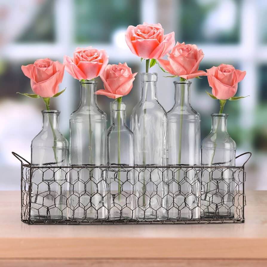 Low artificial flower centerpiece in decorative bowl