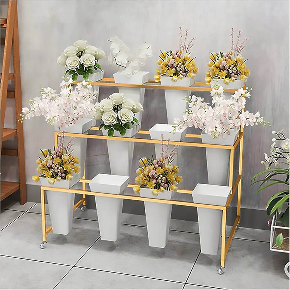 Artificial flower storage ideas using clear containers and display shelves